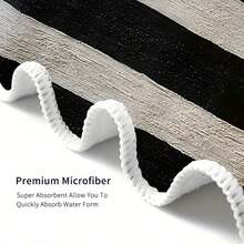 منشفة شاطئ كبيرة الحجم - تصميم طباعة قلب مخطط أسود وأبيض، من ميكروفايبر ناعم وماص، سريعة الجفاف وخفيفة الوزن، مناسبة للشاطئ والحمام والسفر - منشفة شاطئ وبطانية حديثة للجنسين، إكسسوار جانب المسبح