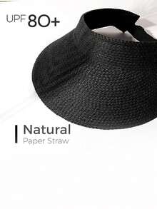 1 件男女通用太阳帽，夏季草帽，可调节宽边防晒帽，编织草编沙滩帽 - 彩色 - 查看 5