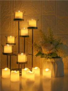 6/12/24 piezas Velas té LED, realistas y brillantes, parpadeo sin llama, a pilas con luz amarilla cálida, adecuadas para decoración de bodas, Día de San Valentín, feriados, con baterías incluidas para Pascua