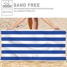 منشفة شاطئ رقيقة جداً وسريعة الجفاف ذات خطوط، مقاومة للرمال وعالية الامتصاصية من خليط البوليستر، مناسبة للسباحة والتخييم والاستحمام، ضروريات السفر واكسسوارات السفر وضروريات الشاطئ