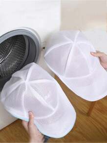 1pc Polyester Thick Mesh Laundry Bag, Convenient For Adult Use, Anti-Deformation Hat Holder, Baseball Cap Wash Bag