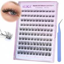 ALICE Self Adhesive Eyelashes Natural Self Adhesive Lash Clusters No Glue Needed Wispy Reusable Press On Lashes Pre-Glue 10-12mm 120pcs DIY Eyelash Extensions Kit With Lash Tweezers - F36 - View 1