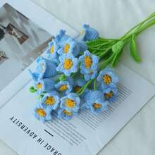 1/3/6pcs Handmade Crochet Lily Of The Valley Flowers, Artificial Flowers. DIY Crochet Flower Bouquet As Gift For Her, Friends, Family, Teachers, Lovers, Home Decor, Wedding, Birthday, Party Decoration. Suitable For Spring/Summer Decor, Ramadan, Easter, Graduation, Back To School, Valentine's Day, New Year And Other Holiday Creative Gifts - Blue - View 10