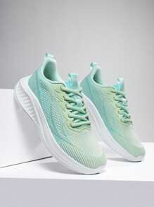 1 Pair Women's Knit Fabric Breathable Fashion Casual Versatile Lightweight Comfortable Non-Slip Soft Sole Running Shoes