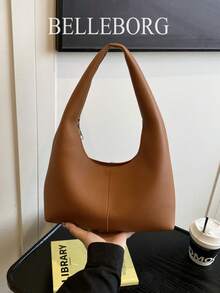 女士休闲简约大容量轻便多功能腋下单肩包 - 棕色 - 查看 3