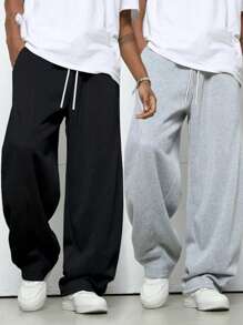 (Autumn/Winter) Baggy Pants For Running, Workout, Gym, Camping, Travel, Streetwear Fashion, Sports Pants For Men, Fashionable Athletic Breathable Knit Pants, Casual Boyfriend Style Basketball Joggers, Black