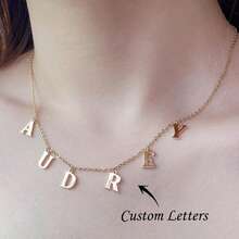 Custom Dangle Initial Name Necklace Personalized Space Letter Name Necklace Initial Necklace Name Choker Sterling Silver Gifts For Her - Multicolor - View 2