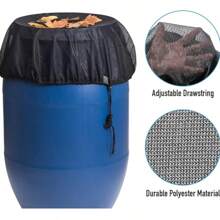 1 Peça Tela de Cobertura para Barril de Chuva, Rede de Baldes de Coleta de Água, Cobertura de Rede para Barril de Chuva com Cordão Ajustável, Tela de Filtro para Acessórios de Barril de Chuva de Jardim Externo para Evitar Mosquitos, Folhas Caídas e Outros Detritos de Entrar no Balde