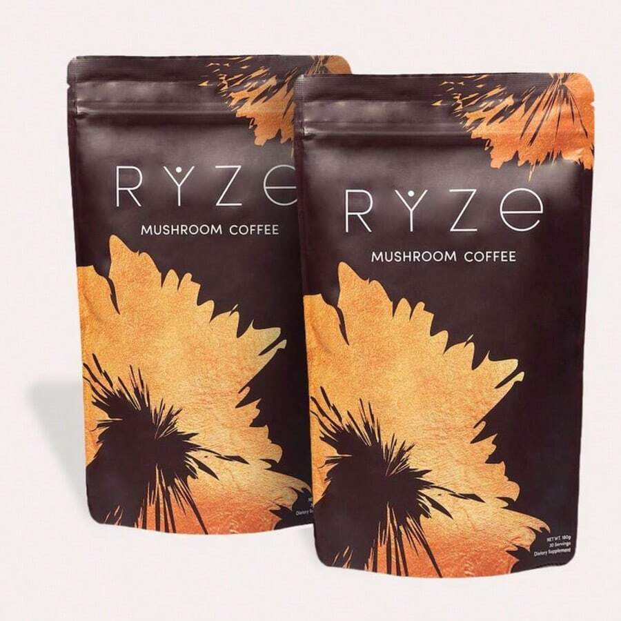 RY-ZE Organic Mushroom Coffee (30 Servings) | 6 Adaptogens + MCT Oil, Lion's Mane For Focus – USA Instant – Fuel Energy, Support Digestion & Immunity! - 2PC - Xem 1
