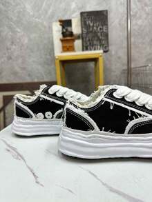2025新款MMY经典防滑耐磨轻便低帮滑板鞋校园情侣款黑白 - 黑與白 - 查看 5