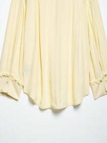 Robe blouse ample d'été à col V style papillon pour femmes, tenue de mode française, jaune beurre