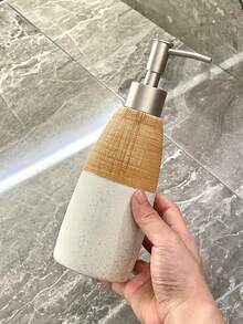 磨砂陶瓷乳液皂液器瓶，带拉丝金属泵头，高瓶设计，可重复填充浴室使用，时尚液体皂液器，适用于水槽、沙龙、洗手间，适合返校使用