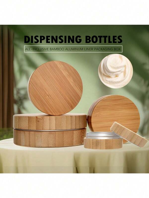1pc Bamboo Aluminum Cream Jars With Leakproof Twist Lids - Multi-Purpose, Portable, Waterproof Storage Containers For Lotions & Creams, High-Quality Design, Travel Jars For Creams