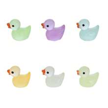 20pcs Glow-In-The-Dark Mini Resin Duck Glow-In-The-Dark Duck Dolls For Toy House Aquarium Decoration Potted Plants Landscape Miniature Fairy Garden Landscape Hide And Seek Mischievous Toys (Color Random)
