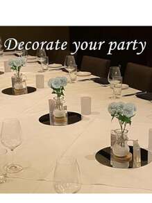 Set de 1/5/15 piezas de plato de espejo redondo para vela, bandejas de espejo redondo de 8 pulgadas, azulejos de espejo de vidrio circular para centros de mesa, decoraciones de boda y fiesta, decoración de pared, manualidades