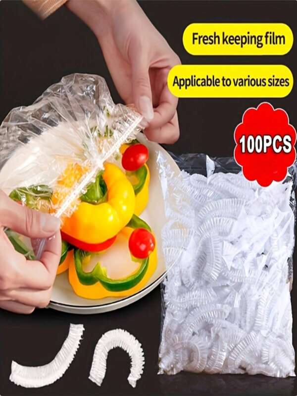 100 Stück geruchshemmende, durchsichtige, dehnbare und elastische Einweg-Lebensmittelfolie - perfekt für Küche und Restaurant - schützt Reste und verhindert Flugstaub - geeignet für Teller aller Größen