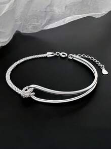 Conjunto de 2 piezas de pulsera elegante y geométrica simple para mujeres. Pulsera de plata de ley, cómoda de llevar, diseño retro y sexy, adecuada para uso diario y de fiesta, es un regalo de cumpleaños para mujeres fashionistas.