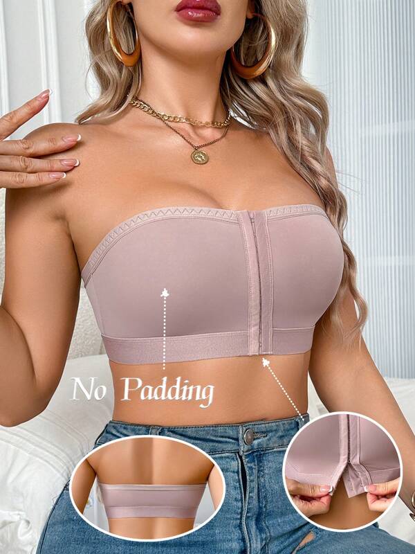 1 pieza Top de punto simple de un solo color con cierre delantero para mujer, sin forro, casual y cómodo, para todas las estaciones