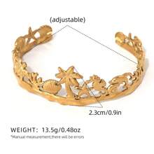 1pc Summer Women Tropical Ocean Shell, Fish, Coconut Tree Handmade 18k Gold Plated Bracelet, Summer Beach Daily Holiday Party Jewelry