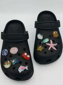 11pcs Cute Ocean Themed Decorative Shoe Charms - Lively Accent To Brighten Up Summer Footwear - Mint Blue - View 5