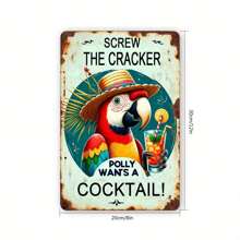 1pc Vintage Parrot Cocktail Metal Tin Sign For Outdoor Decor, Retro Humorous Hawaii Aluminum Sign 2D Flat, Suitable For Decorating Bars, Lounges Or As A Gift For Bartending Cocktail Enthusiasts