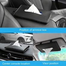 1pc PU Leather Car Sun Visor Tissue Box Holder - Fashionable Car Interior Storage Solution With Elastic Band, Available In Light Blue, Pink, Beige And Black Colors, Car Tissue Box Dispenser