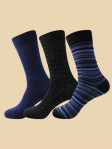 Men's Classic Striped, Polka Dot, Square Pattern Gentleman Socks, Flat Socks, Casual Socks, Mid-Calf Socks, Ankle Socks, All Season