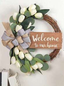 White Tulip Wreath, Home Decor - Multicolor - View 5