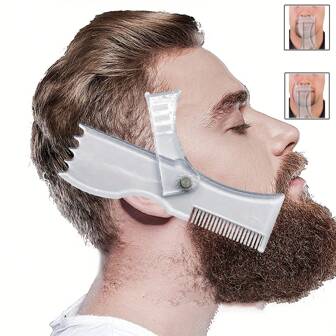 1pc This Multi-Purpose Beard Styling Comb Shapes, Trims, And Combs Beards, Featuring An Adjustable Design For Precision Grooming At Home. It Helps You Achieve Symmetrical, Professional-Looking Beard Styles With Ease, Eliminating Guesswork And Ensuring Consistency. Perfect For Men Who Want To Maintain A Polished Beard Shape Without Frequent Salon Visits.