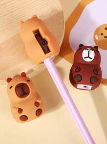 1pc Automatic Pencil Sharpener With Cute Capybara Design, Suitable For Various Pencils, Durable Metal Blade, School & Office Supplies, Fun Stationery Gift For Boys