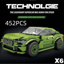 Juego de construcción de bloques premium de 8 ranuras para armar coches de carreras, modelo de supercoche deportivo. Juguete creativo de bricolaje de carreras deportivas, set de decoración de ensamblaje para fiestas, juguete de ensamblaje de alta calidad y desafiante, vehículo de cuatro ruedas gigante, ideal como colección de exhibición de oficina/regalo de cumpleaños