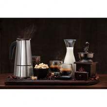 New  6 C Greca Stovetop Pr Maker, Moka Cee Pot  Percolator Dign, Stainls Steel Italian Cee Maker, 300ml/10oz - 不銹鋼 6C - 查看 9