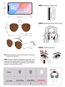偏光女士太阳镜，复古圆形豹纹金属框架时尚眼镜，经典设计，适合户外运动、骑行、旅行、海滩、驾驶、钓鱼、夏季防紫外线遮阳外出装备户外海滩海滨度假以及送给家人和朋友的礼物 - 棕色 - 查看 7