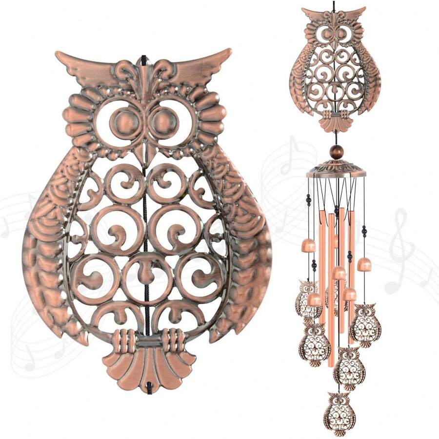 Moon Wind Chimes Solar Outdoor, Mother's Day Wind Chime Gift For Mom, Women, Grandma, Garden Courty Ard Lawn Decor, Thanksgiving Gifts, Moon Gifts, Wind Chimes For Outside - Owl - View 1