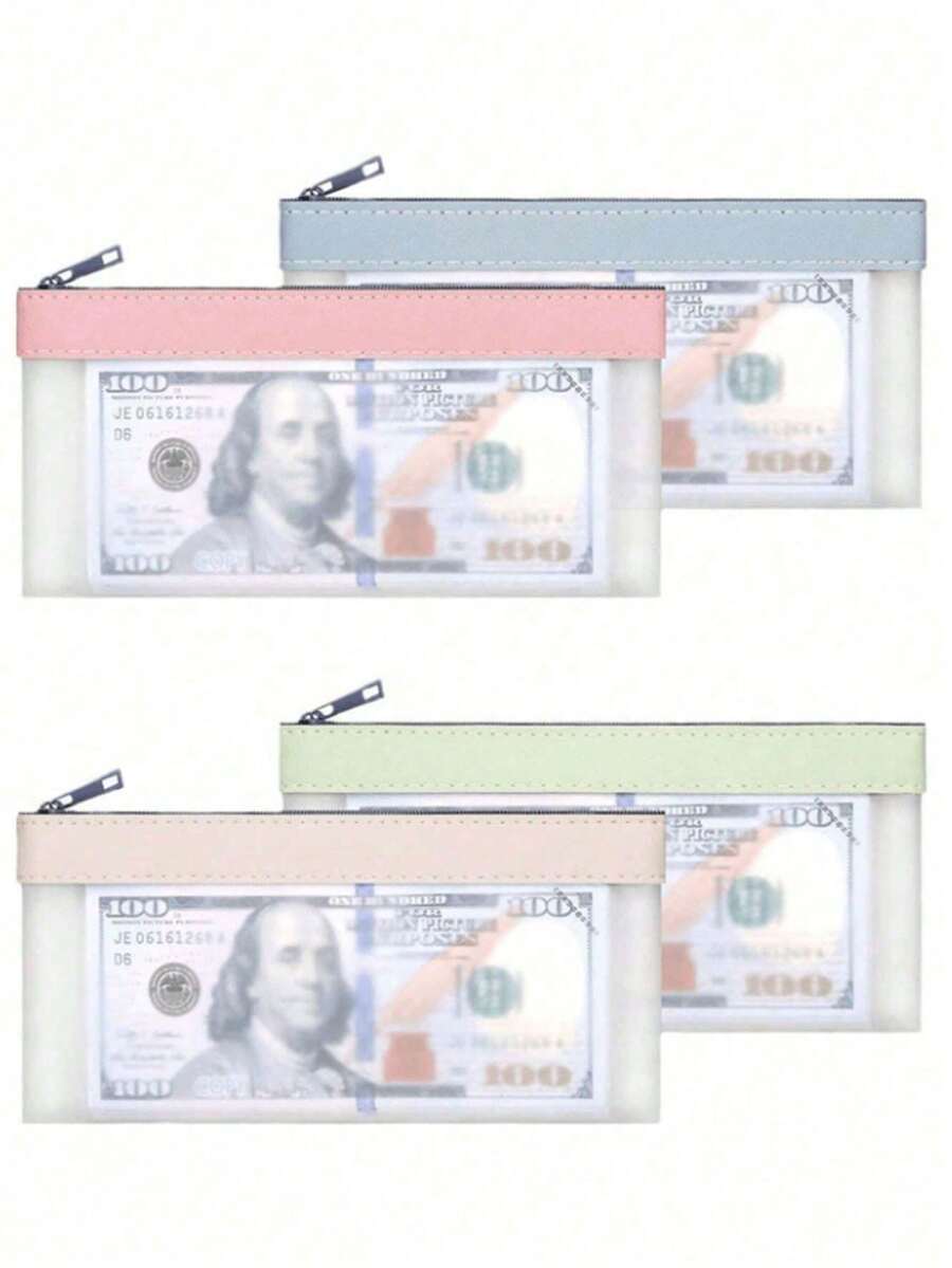 Assorted Zipper Wallets, Cash Envelopes, Money Pouches, Transparent Bank Deposit Bags, Bank Bags, Cash Bags, Coin Collector Pouches, Transparent Zipper Pencil Cases, Cosmetic Storage Bags - For Storing Cash, School Supplies, Cosmetics, And Travel Items (Random Zipper Styles) - Multicolor - View 1