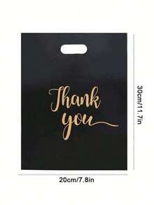 100 Stücke elegante "Danke" Geschenktüten - Schwarz & Gold Schreibschrift wiederverwendbare Plastiktaschen, flache Papiertüten, Plastiktragetaschen, Hochzeit Party Geburtstag Geschenkverpackung, Taschen für Schmuck & Kosmetik. Perfekt für Einzelhandelsgeschäfte, Boutiquen, Partys, Firmenereignisse, Geburtstage, Feiertags-Verpackung, Weihnachten & Valentinstag.