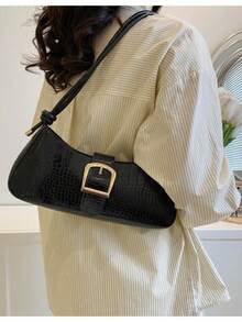 Women Solid Color Elegant Shoulder Crossbody Bag(3141) - Black - View 4