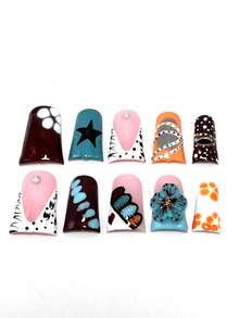 Pure Handmade 10PCS3.3 Duckbill Armor Wearable Armor Pure Handmade Method Test, Blending Gradient Hand-Drawn Chain Craftsmanship Pure Handmade 3D Three-Dimensional Carving Flower Modeling Glue Butterfly Craft Fashionable And Versatile Suitable For Various Occasions To Wear Spring And Autumn Versatile Can Be Given To Friends, Friends, Friends, New Year's Day Birthdays Gifts Can Be Worn Repeatedly