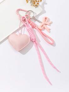 心形皮革钥匙扣DIY编织带自由组合包包挂件