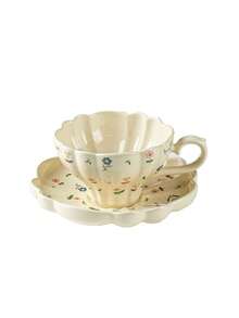 1 bộ tách cà phê và đĩa lót họa tiết hoa nhỏ kiểu Pháp, cốc nghệ thuật Latte, cốc cà phê bằng gốm, quà tặng cho bạn gái - Nhiều màu - Xem 15