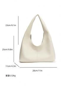 Casual Simple Large Capacity Lightweight Versatile Women Underarm Shoulder Bag - 米色 - 查看 9