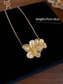 1 colar com pingente de flor plissado de metal estilo europeu vintage