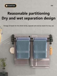 1 pièce Barre porte-serviette et organisateur multifonctionnel gris - Rail flexible monté au mur pour la cuisine et la salle de bain (acier inoxydable, installation sans perçage)