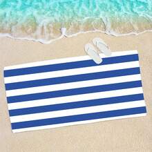 منشفة شاطئ رقيقة جداً وسريعة الجفاف ذات خطوط، مقاومة للرمال وعالية الامتصاصية من خليط البوليستر، مناسبة للسباحة والتخييم والاستحمام، ضروريات السفر واكسسوارات السفر وضروريات الشاطئ