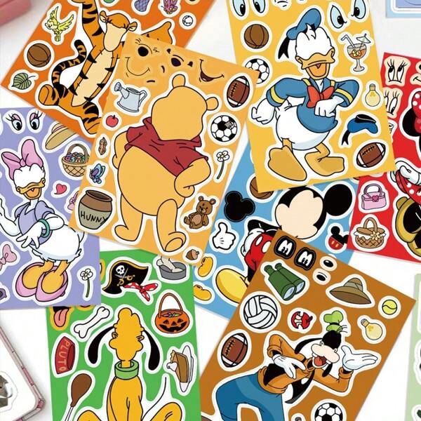 8pcs Cartoon Mouse Character Stickers, DIY Stickers For Notebook, Laptop, Phone, Luggage, Cup, Waterproof Decals