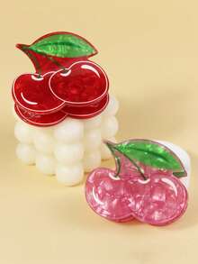 1 件女士卡通樱桃图案 PVC 发夹，日常使用的装饰头饰，创意礼物，适合女孩的时尚发饰优雅发夹 - 彩色 - 查看 5