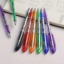 36pcs 6-Color Erasable Gel Pens, Random 6pcs With Refills In Different Colors, Blue-White Ceramic Erasable Pens, 0.5mm Office Supplies