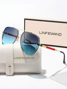 LINFEMAND Elegant Metal Frame Dual-Bridge Fashion Glasses, High-End Business Party Travel Driving Gift For Men & Women - Multicolor - View 14