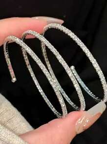 1pc Simple Flexible Rhinestone Leg Foot Chain Anklet For Women, Elegant Vintage Layered Foot Jewelry Can Be Wrapped And Styled Freely, Suitable For Daily Wear And Summber Beach Holidays Gift