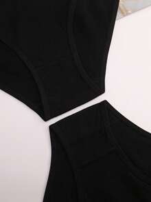 3pcs Women Simple Basic Seamless Briefs, Breathable & Comfortable Underwear - Black - View 5